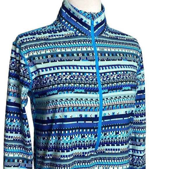 Nike Pro Dri-Fit Blue Stripe Half Zip Long Sleeve Pullover Size Large - Picture 5 of 7